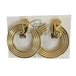 VTG Park Lane Gold Tone Curved Column Clip On Earrings Neoclassical